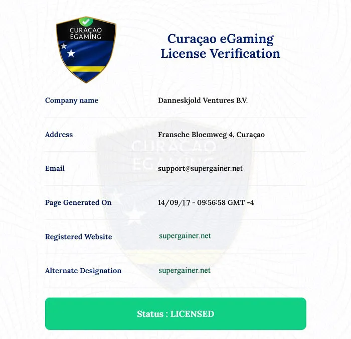 Giấy phép Curacao BetVisa